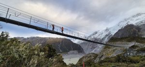 NZ's longest span footbridge in Aoraki Mount Cook Hooker Valley. 189m span.